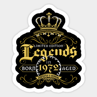 Vintage 50th Years Old Birthday Tee Legends Born In 1972 Sticker